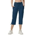 thumbnail image 2 of Xidunhg Womens Capris with Pockets Loose Fit Casual Outdoor Pants Lightweight Ladies Baggy Cargo Pants for Hiking Navy 2XL, 2 of 6