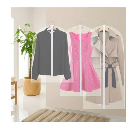 Transparent Wardrobe Storage Bag Cloth Hanging Dress Clothes Garment Suit Cover Suit Coat Dustproof Covers Home Zipper