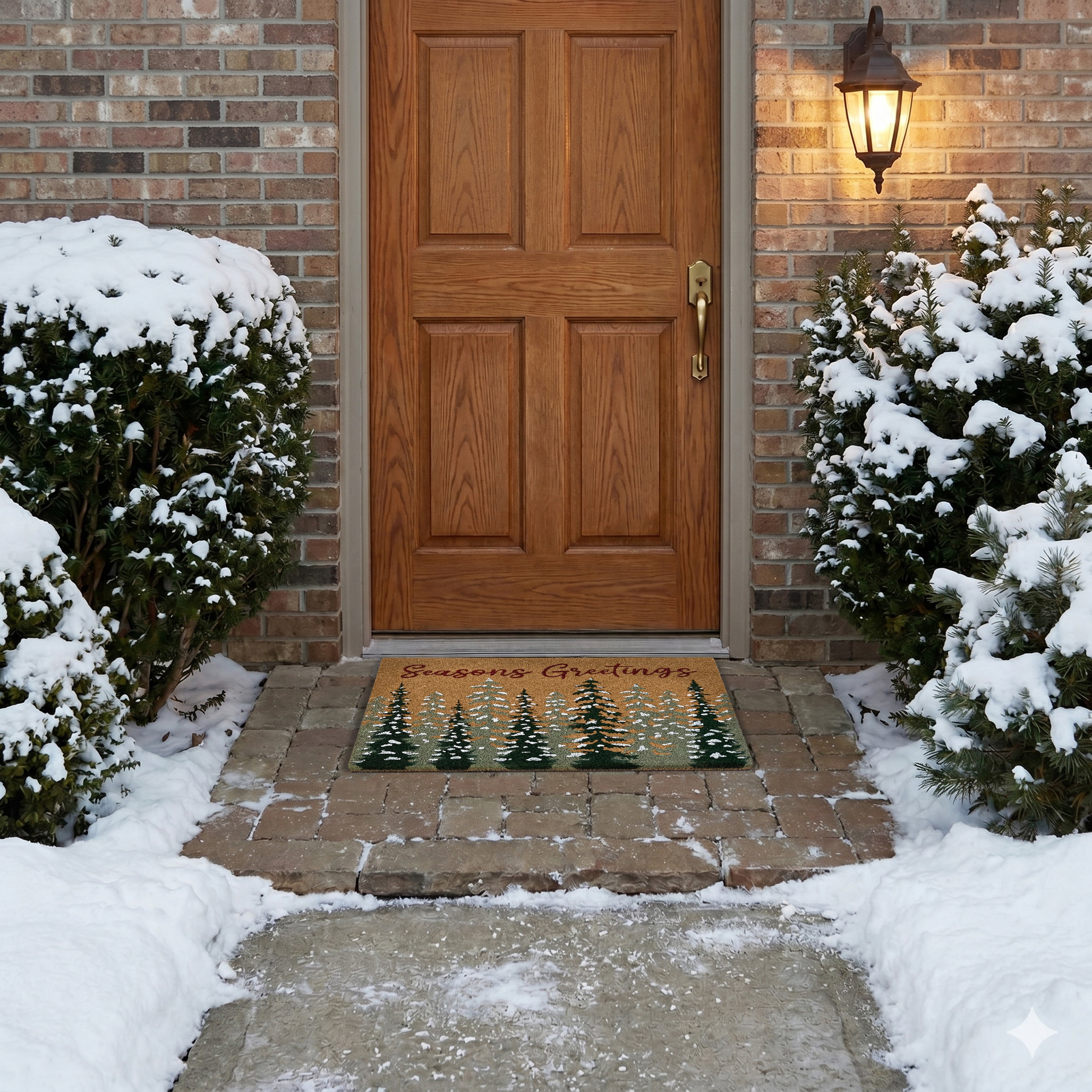 Achim Printed Coir Holiday Doormat 18" x 30" - Seasons Greetings