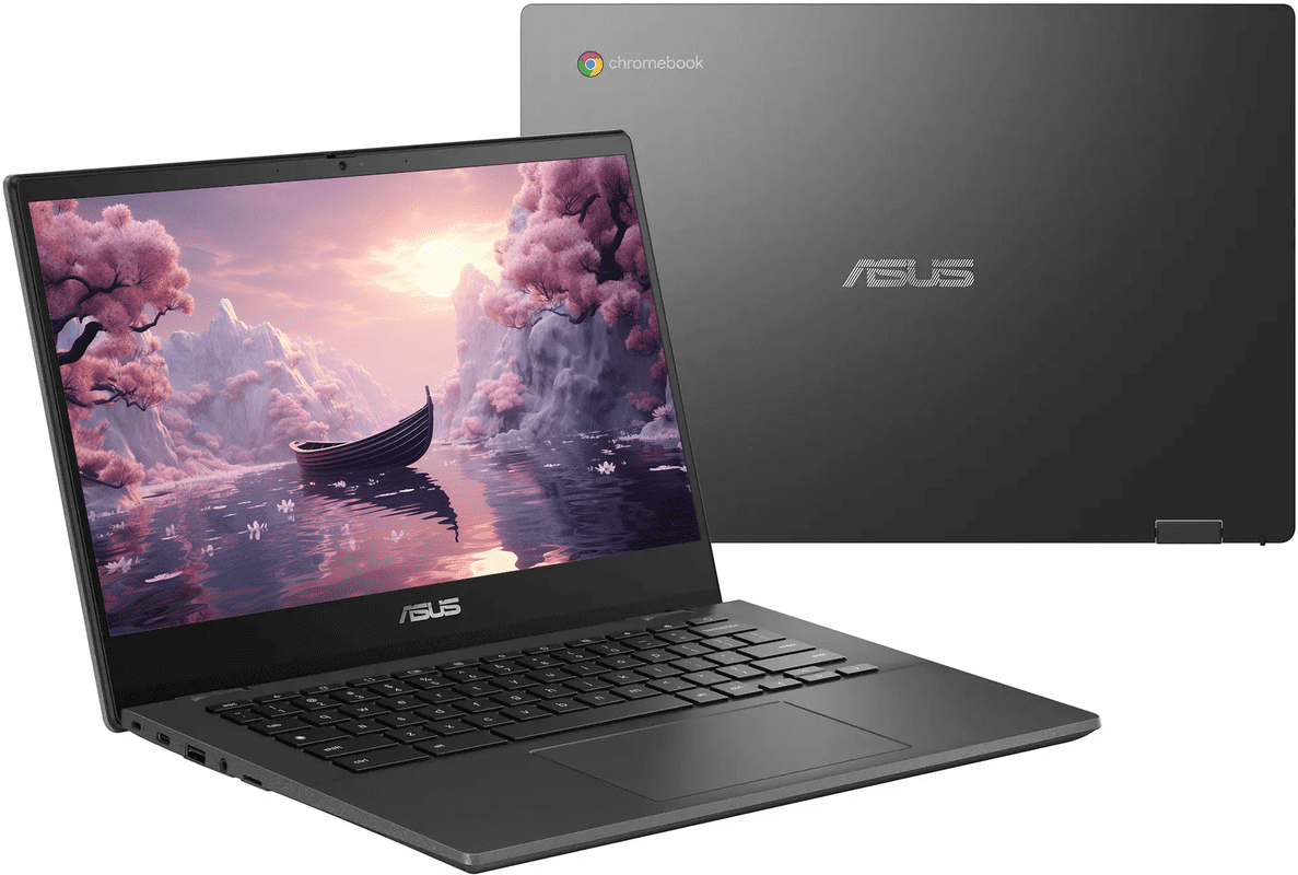 ASUS Chromebook Laptop, 14” Business Laptop, 8-core MediaTek Kompanio 520, 4GB RAM 576GB Storage (64GB eMMC+512GB SD Card), Long Battery Life, Chrome OS, SD Card Reader, NLY Earphones, Gravity Gray