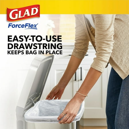 Glad ForceFlex Tall Kitchen Drawstring Trash Bags, 13 Gallon, Gain Lemon Zest, 40 Count