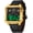 Black Gold, variant on Fashion Men’s Digital Analog Watch Square Large Face Waterproof Sports Casual Quartz Wristwatch Leather Strap with Dual Time, Alarm, Luminous Display