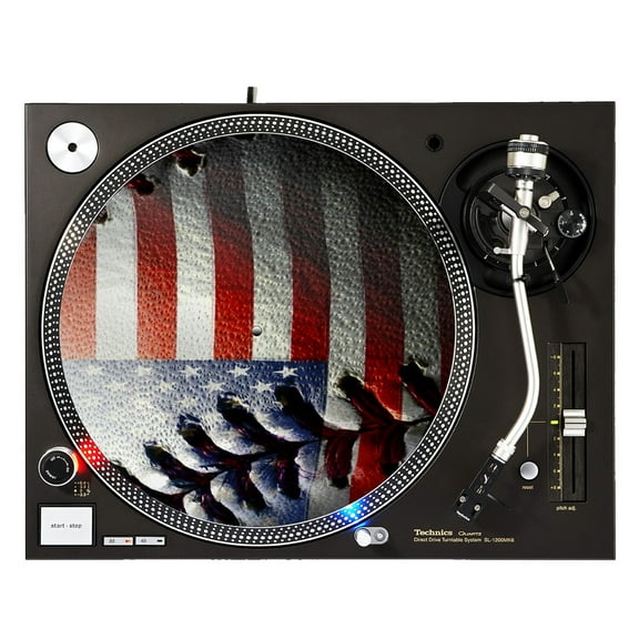 KuzmarK™ 12" DJ Turntable Slipmat - American Flag Baseball Stitch