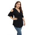 thumbnail image 3 of Daystry Plus Size Tops for Women Sexy Empire Waist Dressy Cold Shoulder Short Sleeve Shirts Black-3X, 3 of 8