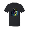 thumbnail image 2 of Wild Bobby, Colorful Cosmic Neon Astronaut Lunar Spaceman Moon Galaxy, Fashion, Men Graphic Tee, Black, Small, 2 of 4