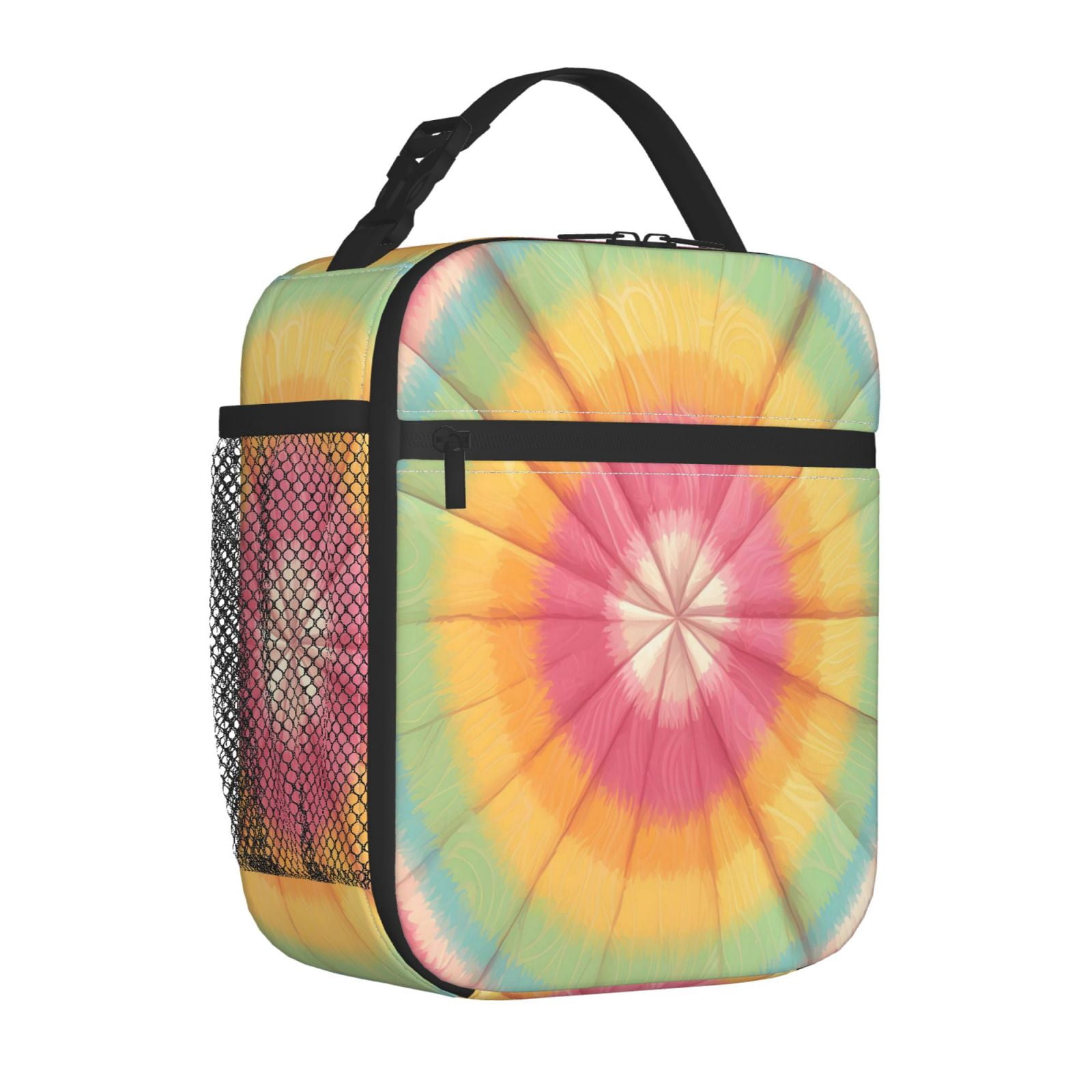 Lunch Bag For Women Men Insulated Portable Lunch Box Bento Box Office Picnic Travel Cooler Bag Tie-Dye Pattern Bright Colors (2)