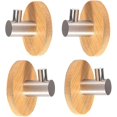 thumbnail image 1 of 4pcs Ganchos autoadhesivos Ganchos de albornoz de acero inoxidable y bambú Ganchos de pared Toalleros de cocina Ganchos para abrigos Sin taladrar Baño Cocina Oficina Ho kaili Sencillez, 1 of 5