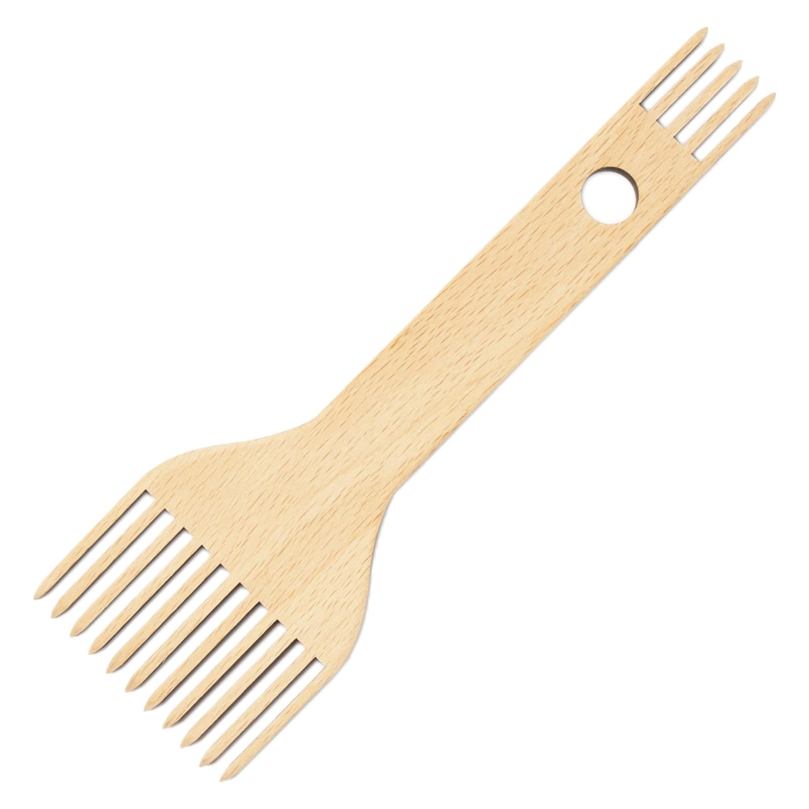 Ximing Wooden Weaving Loom Comb Handcraft Tapestry Double Ended Weaving Tool Beige 20x6.2x0.5cm