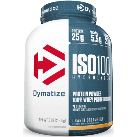 Dymatize ISO 100 Hydrolyzed 100% Whey Protein Isolate Powder, Orange Dreamsicle, 25g Protein/Serving, 5