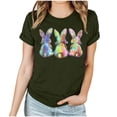 thumbnail image 3 of VBTAPA Womens Happy Easter Shirt Cute Bunny T-shirt Funny Holiday Graphic Tees Lightweight Crewneck Pullover Blouse on Sale Army Green L, 3 of 6
