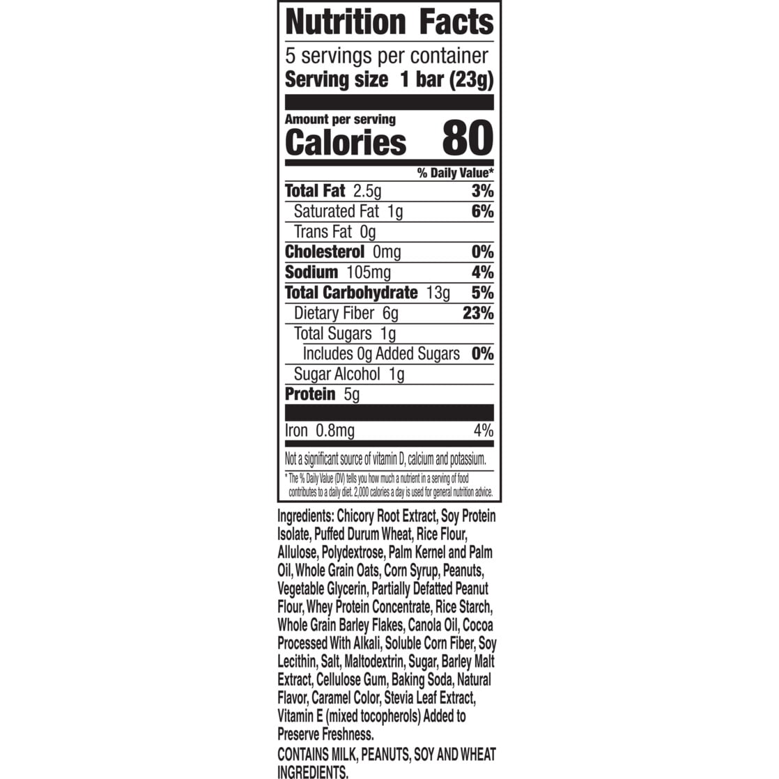 Fiber One 80 Calorie Chewy Bars, Chocolate Peanut Butter, Snack Bars, 5 Ct, 4.1 oz