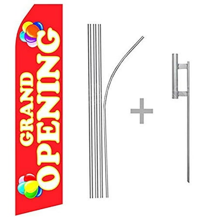wall26 Grand Opening Econo Flag | 16ft Aluminum Advertising Swooper Flag Kit with Hardware