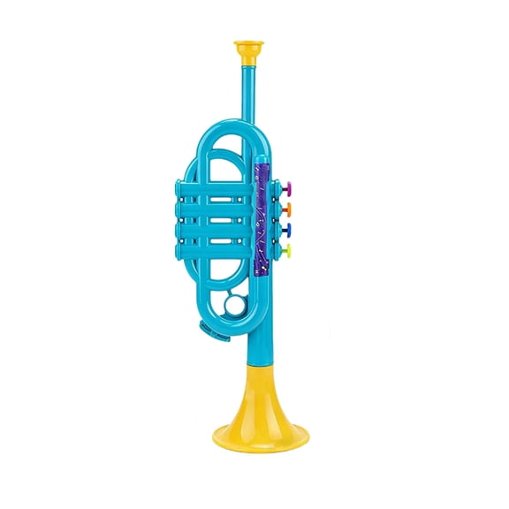 Bright Color Kids Pretend Play Trumpet Toy Safe Plastic Mini Wind Musical Instrument Interactive Educational Music Play Toy For Kindergarten Home Outdoor Game(Sky Blue-35x10x8.5cm)