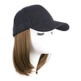 thumbnail image 1 of Sombrero de béisbol marrón claro con pelucas de pelo corto, sombrero sintético de pelo Bob para mujer, verano, 1 of 5