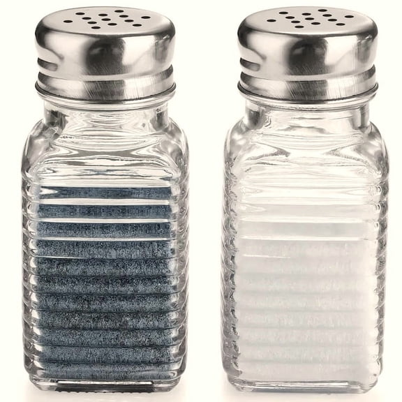 Dependable Industries Classic Salt and Pepper Shaker Set, 2-Pack, Glass with Stainless Steel Tops, 80ml Capacity