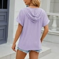thumbnail image 4 of New Solid Color Button Hooded Short Sleeve T-Shirt - Loose Fit, Casual, 4 of 6