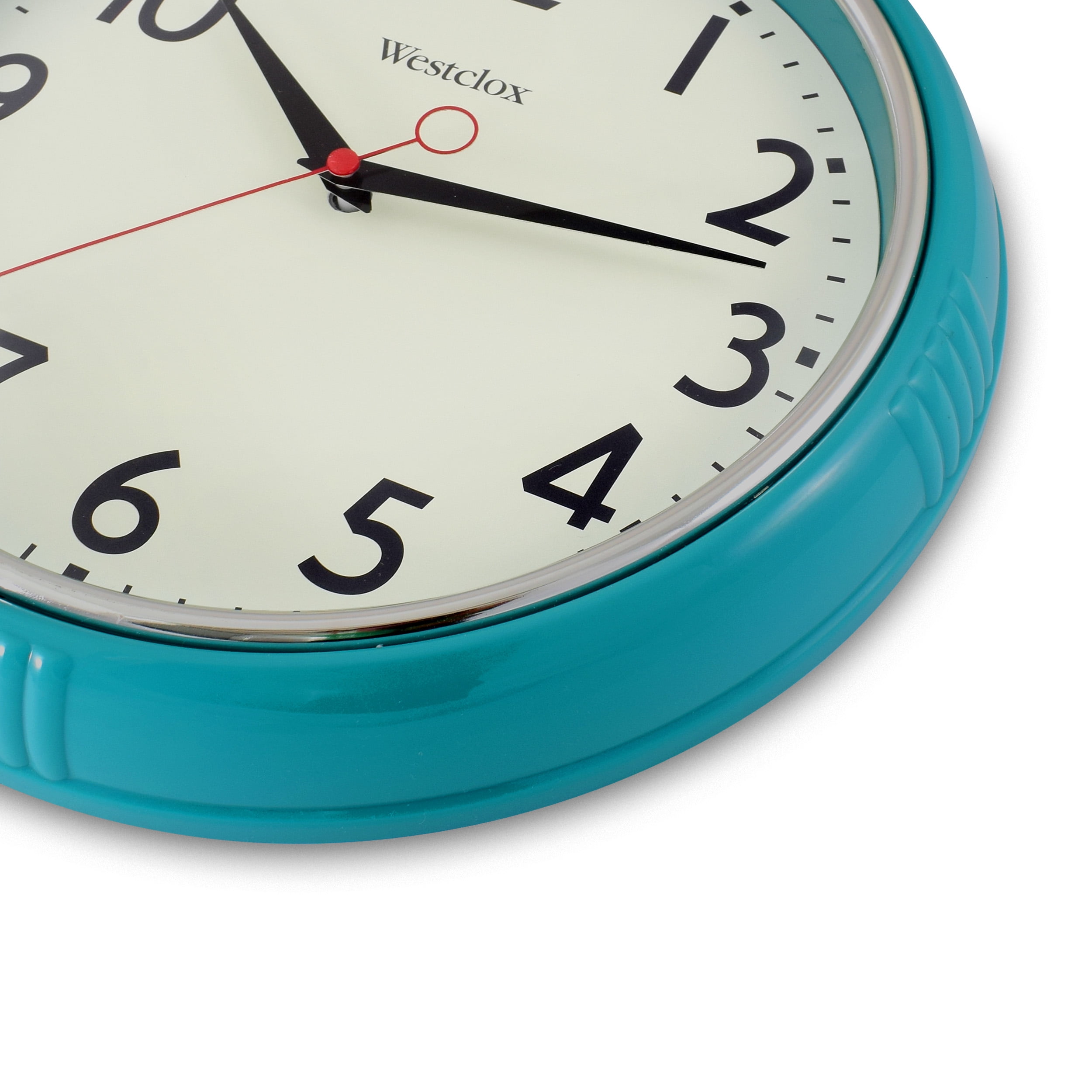 Westclox 12”  Teal Retro Analog Quartz Accurate Wall Clock with Easy-to-Read Dial.