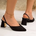thumbnail image 3 of GERsome Women's Chunky Block Heels Elastic Slingback Summer Slip-On Closed Pointy Toe Party Wedding Dress Shoes, Size 8.5, 3 of 9