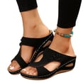 thumbnail image 2 of longantii Orthopedic Sandals for Women Arch Support Summer Flat Sandals Wide Width Slip on Non Slip Hiking Shoes Soft 2026 Foam Shoes Black, 2 of 7
