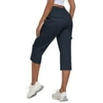 thumbnail image 2 of LEBONYARD Belted Waist Wide Leg Pants Adjustable Comfort,Fashion Womens Casual Color Casual Elastic High Waist Wide Cropped Leg Loose Outdoor Fitness Running Climbing Trousers Pocket Pants Navy XXL, 2 of 9