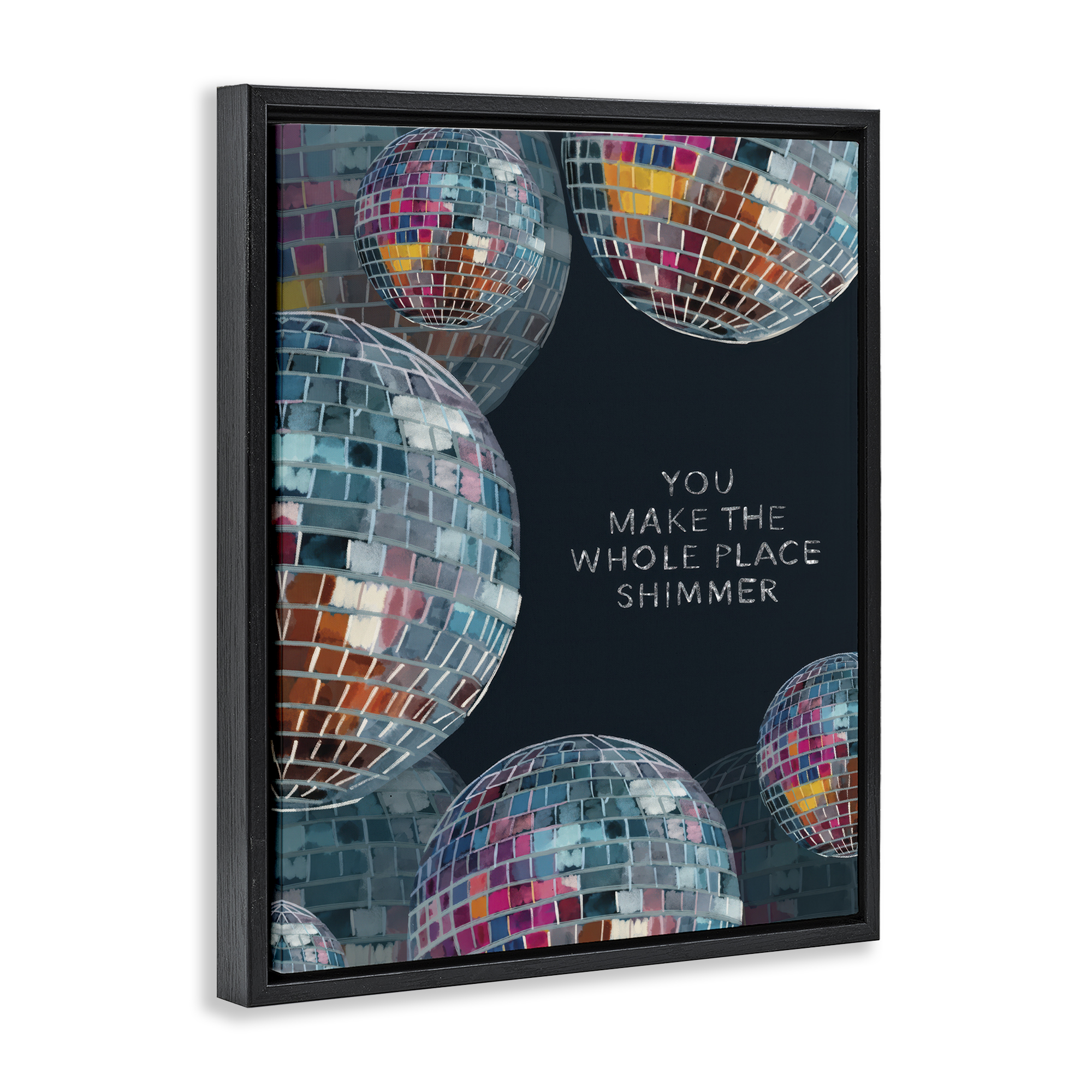 Stupell Industries You Make it Shimmer Entertainment Painting Black Floater Framed Canvas Art Print Wall Art, 17 x 21