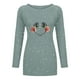 thumbnail image 4 of Camiseta de manga larga con fondo de copo de nieve y cuello redondo casual de Navidad para mujer Top Pompotops gfhjh4745, 4 of 5