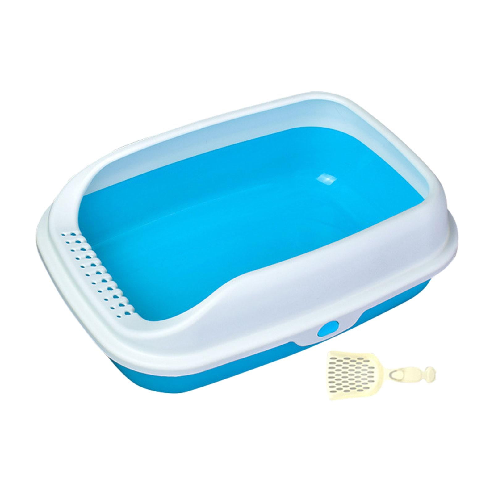 Cat Litter Tray Pet Litter Pan Opening Top Pet Litter Tray Cat Sand Box Splashproof Cats Toilet Cat Toilet Semi Enclosed for Pet Supplies Rabbit Blue Medium
