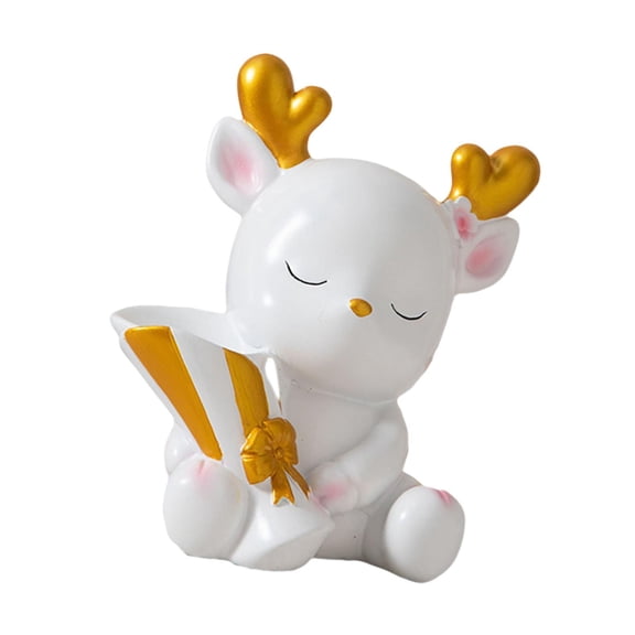 WLPZXP Cartoon Deer Statue Flower Arrangement Decorative Adornment Home Decoration Desk White
