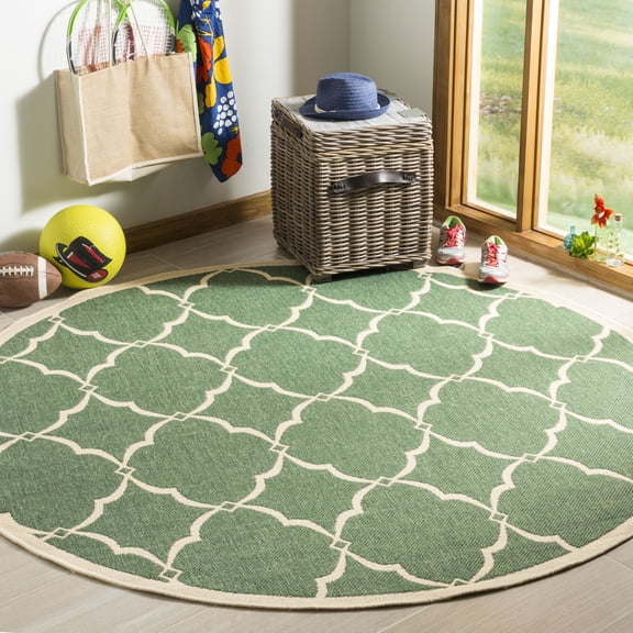 Safavieh LINDEN 100, GREEN / CREME, 6'-7" X 6'-7" Round, Area Rug, LND125Y-6R