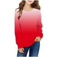 thumbnail image 2 of Atogsazn Toddler Girls Oversized Sweatshirt Kid Casual Gradient Long Sleeve Shirt Fashion Loose Clothes Top Red 1-2 Years on Clearance, 2 of 6