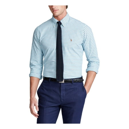RALPH LAUREN Mens Blue Patterned Long Sleeve Button Down Casual Shirt 2XB