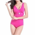 thumbnail image 6 of Bigersell Women Modest One-Piece Swimsuits, V-Neck Bathing Suit with Padding, Open Back Bathing Suit 1 Piece Swimsuit for Summer Beach Vacation Swimwear, Style SW-14, Pinky, 3XL, 6 of 6