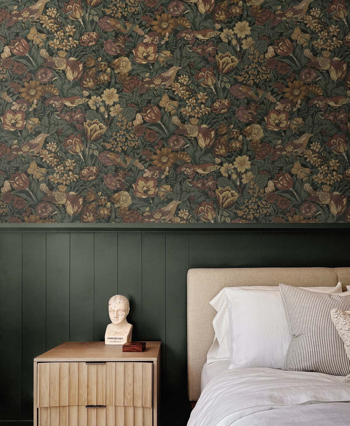 NextWall  Bird Floral Peel and Stick Wallpaper 20.5 in. W x 18 ft. L - Mahogany & Graphite