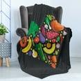thumbnail image 4 of Food Soft Flannel Fleece Throw Blanket, Healthy Eating Concept Graphic with Cartoon Natural Nourishment Heart, Cozy Plush for Indoor and Outdoor Use, 50" x 70", Multicolor, by Ambesonne, 4 of 5