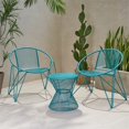 thumbnail image 4 of Noble House Erikson Ensemble de Conversation en Fer 3 Pcs pour Extérieur en Bleu Mat, 4 of 10