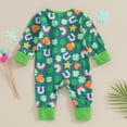 thumbnail image 7 of Okbabeha St Patricks Day Outfit Newborn Baby Boy Girl Shamrock Waffle Romper Lucky Clover Onesie Jumpsuit One Piece Clothes, 7 of 7