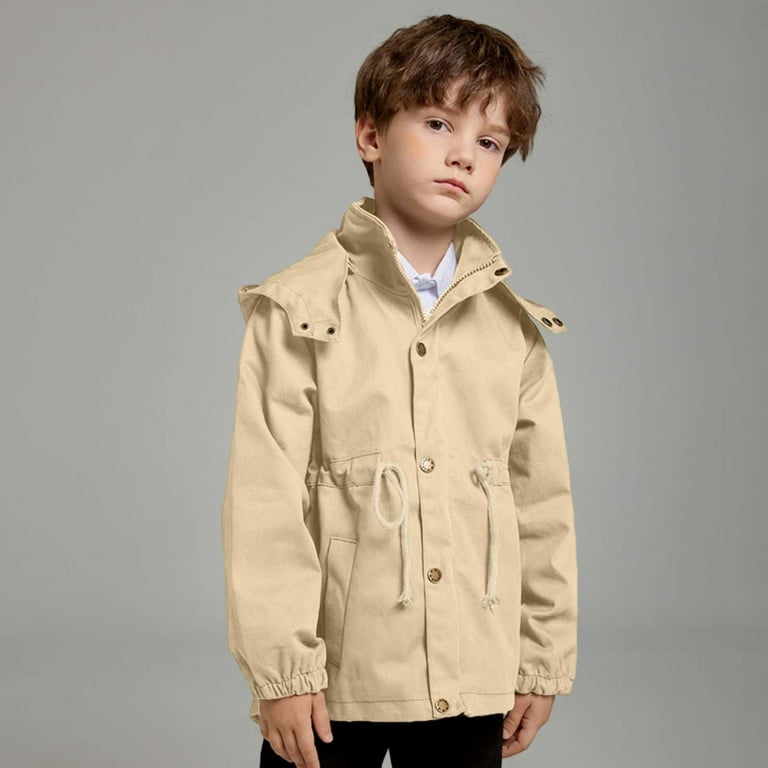 VNKIDY Boys Coat Trench Coat For Kids Long RainCoat Zipper With