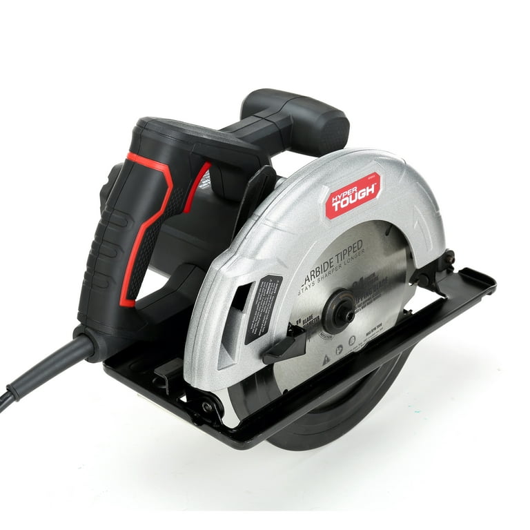 Hyper Tough 12 AMP Corded 7-1/4 inch Circular Saw with Steel Plate Shoe, Adjustable Bevel, Blade & Rip Fence Hyper Tough 12 AMP Corded 7-1/4 inch Circular Saw with Steel Plate Shoe, Adjustable Bevel, Blade & Rip Fence