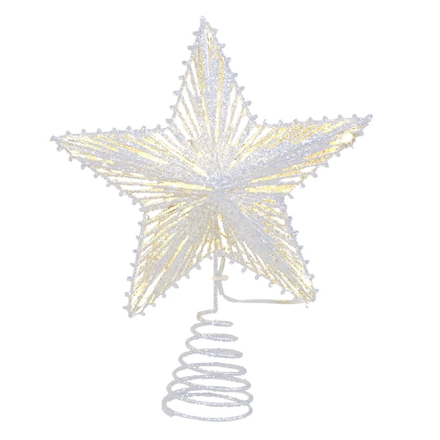 1 estrella para copa de árbol de Navidad con cadena de luces, pentagrama, decoración elegante para árbol