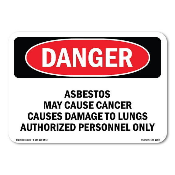SignMission OS-DS-A-1824-L-2050 18 x 24 in. OSHA Danger Sign - Contains Asbestos Fibers
