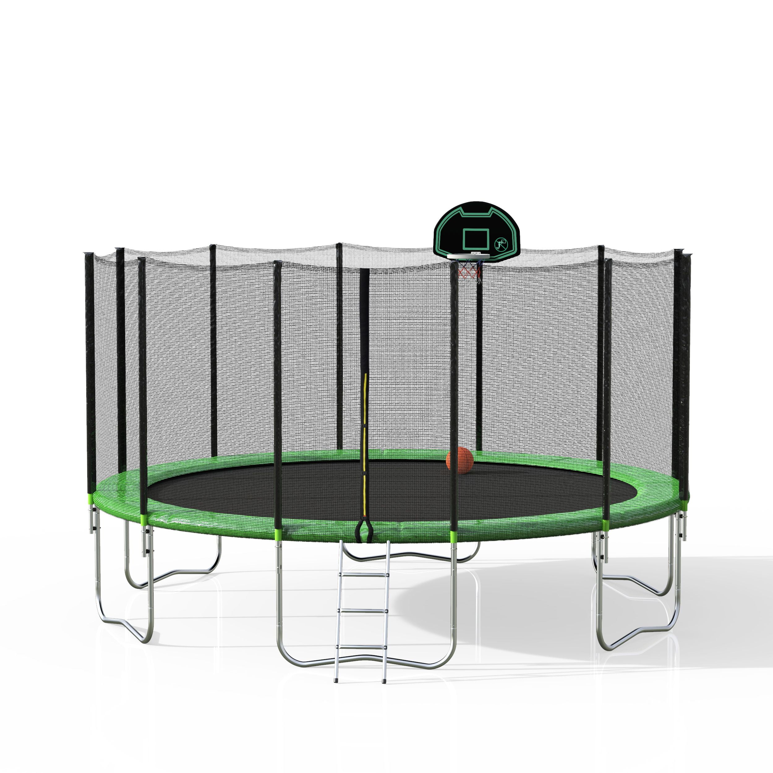 16FT Round Trampoline Enclosure Net Ladder Spring Cover Padding Basketball Hoop 