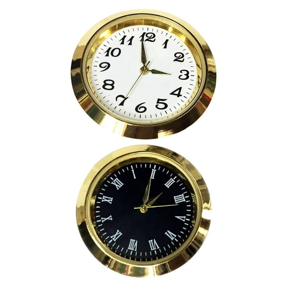 Abbracc Pack of 2 Round Clock Insert Clock Face Metal Mini Clock Repair