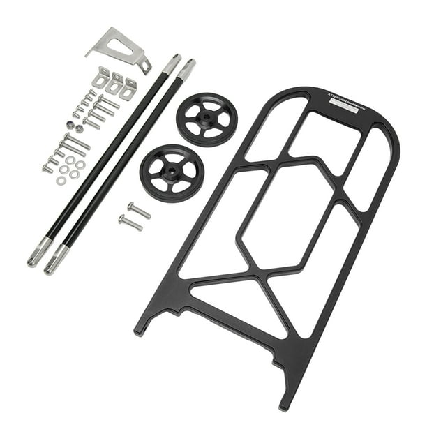 Portaequipajes plegable para bicicleta, portaequipajes de aleación de aluminio de alta resistencia con ruedas para Brompton, color negro