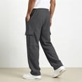 thumbnail image 5 of Dresfit Cargo Sweatpants Mens Baggy Drawstring Sweatpant Winter Fall Lightweight Lounge Loose Fit Carpenter Pants Wide Leg Elastic Waist Travel Work Pants 2XL, 5 of 8