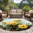 thumbnail image 4 of Spring Floral Round Area Rug 6Ft Washable Circle Rugs for Bathroom Office, Yellow Roses Leaves Pastoral Botanical Farmhouse Non-Slip Carpet Floor Mats Indoor Outdoor Carpet Runner Home Decor, 4 of 8