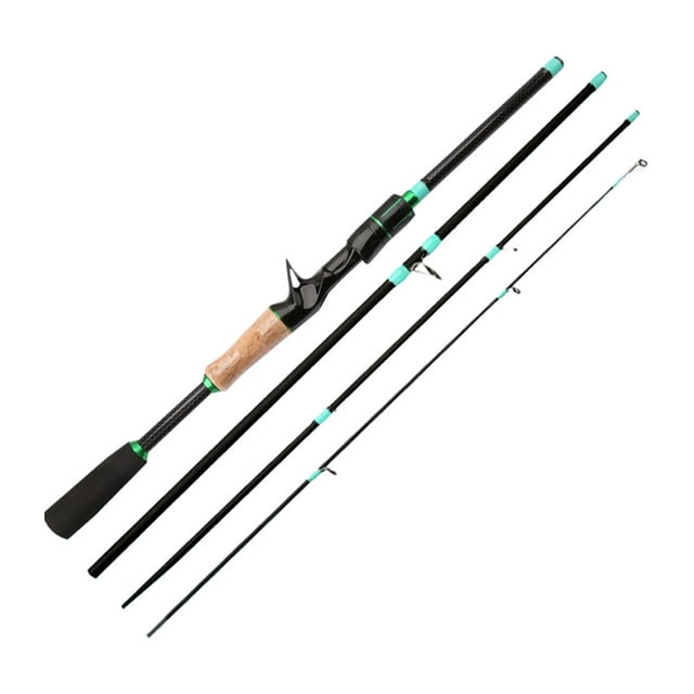 Canne à Pêche en Fibre de Verre 1.65m-2.1m 4/5 Sections, Ton Poli