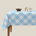 thumbnail image 3 of ZNDUO Square Waterproof Table Cloth, Washable Wrinkle Resistant Blue Simple Plaid Texture Pattern Polyester Table Cover, 60"x60", 3 of 8