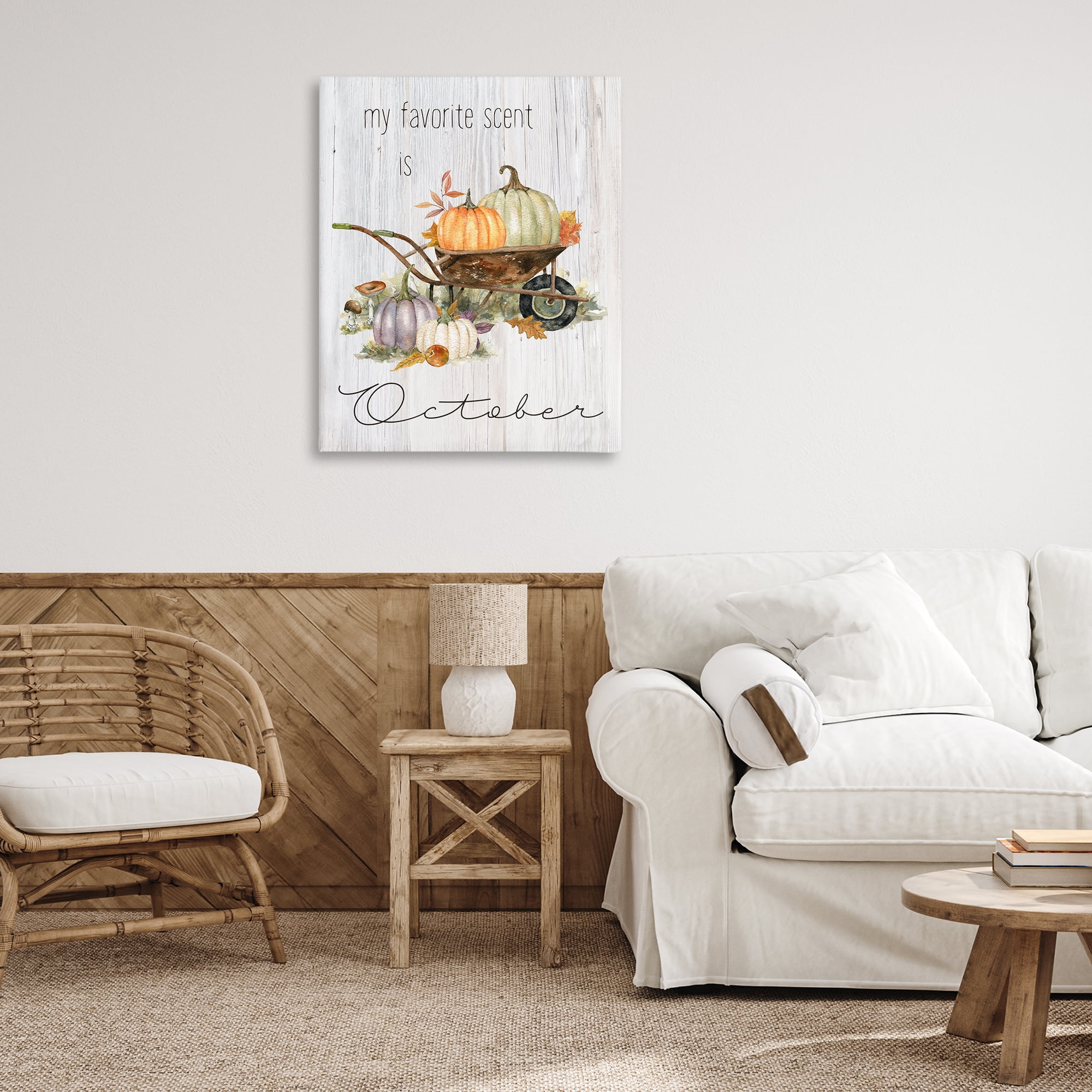 Stupell Industries Favorite Scent is October Holiday Painting Gallery Wrapped Canvas Art Prints Wall Art, 30 x 40