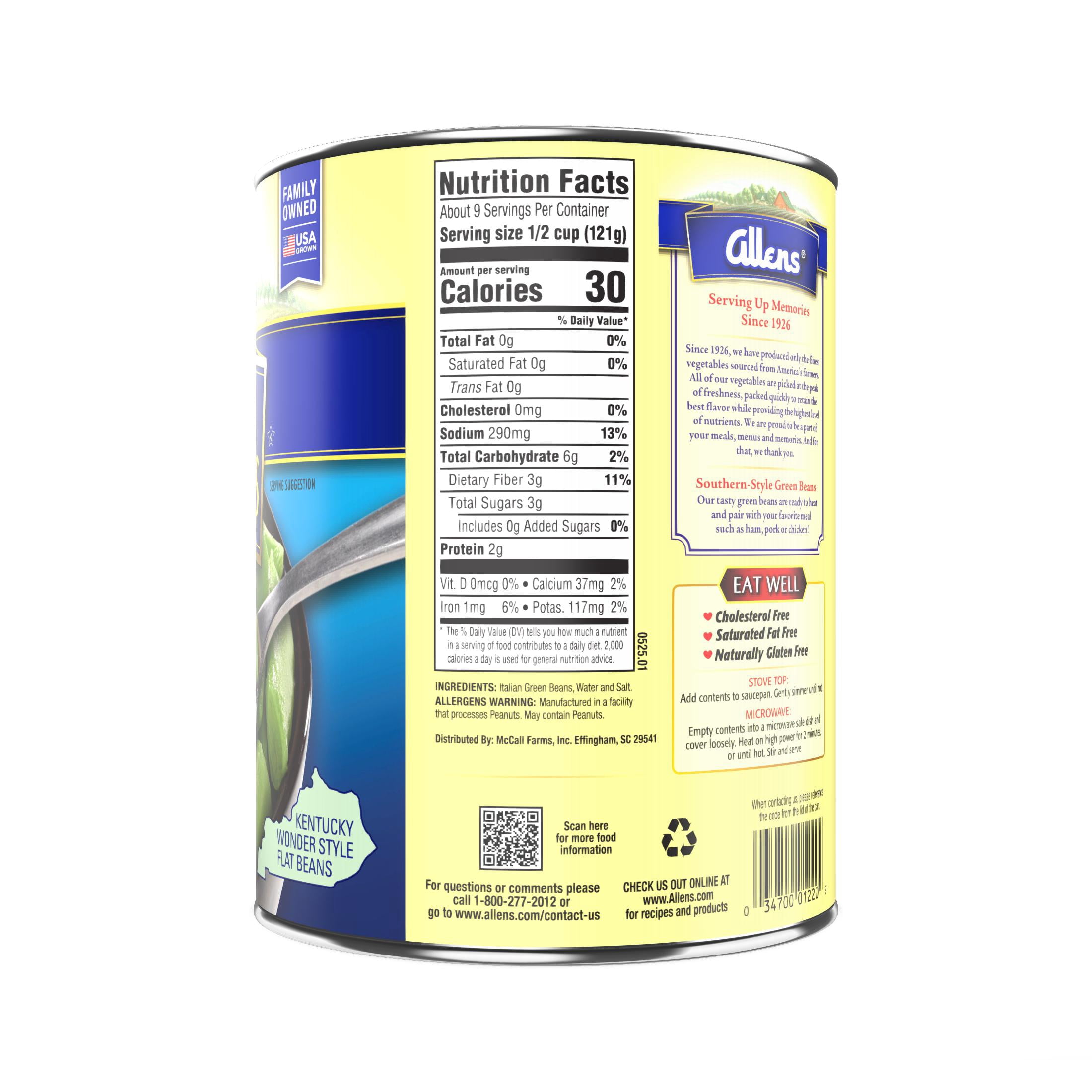 (4 pack) Allen's Italian Green Beans, Canned Vegetables, 38 oz Can
