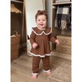 thumbnail image 6 of RUINIXCW Toddler Girl Fall Outfits Lace Trim Long Sleeve Tops and Pants Headband, 6 of 7